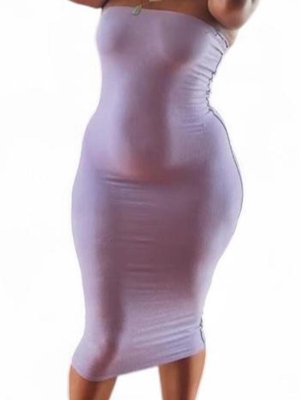Naked Wardrobe Strapless Lavender Bodycon Midi Dress